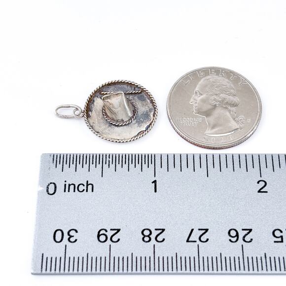 Vintage Sterling Silver 925 3D Sombrero Hat Charm Pendant - Picture 6 of 6